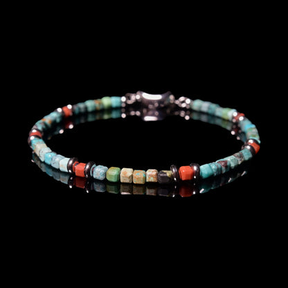 TURQUOISE - SOUTH RED AGATE CONTRAST BRACELET