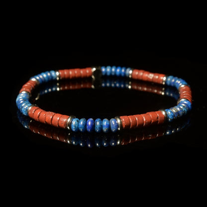 LAPIS LAZULI-REDSTONE CONTRAST BRACELET