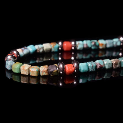 TURQUOISE - SOUTH RED AGATE CONTRAST BRACELET