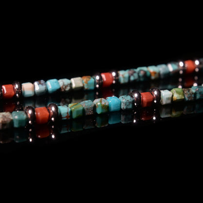 TURQUOISE - SOUTH RED AGATE CONTRAST BRACELET