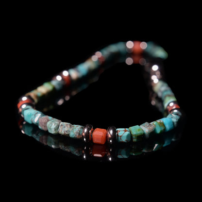 TURQUOISE - SOUTH RED AGATE CONTRAST BRACELET